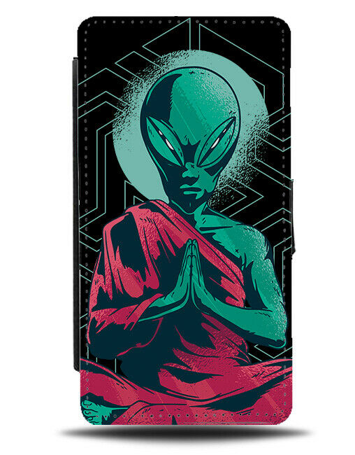 Alien Monk In Space Flip Wallet Case Novelty Robe Praying Calm Aliens i928
