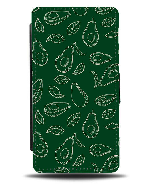 Dark Green Avocado Drawing Flip Wallet Case Avocados Print Design Gift E825