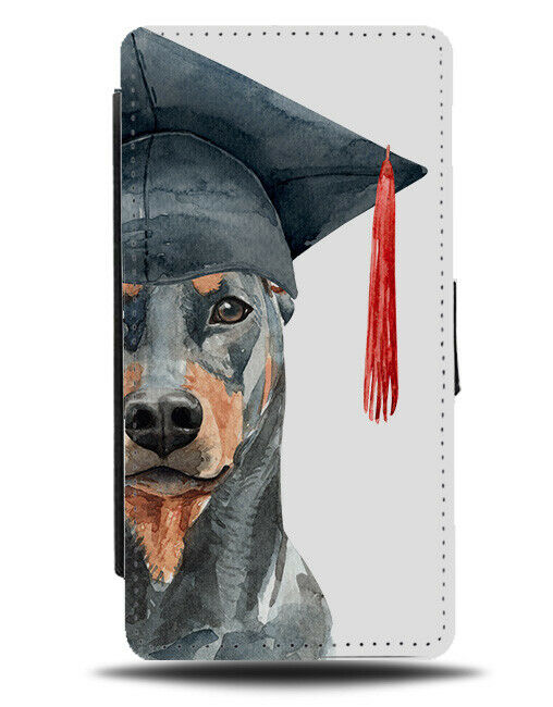 Doberman Flip Wallet Phone Case Dog Graduate Teacher Graduation Hat K552