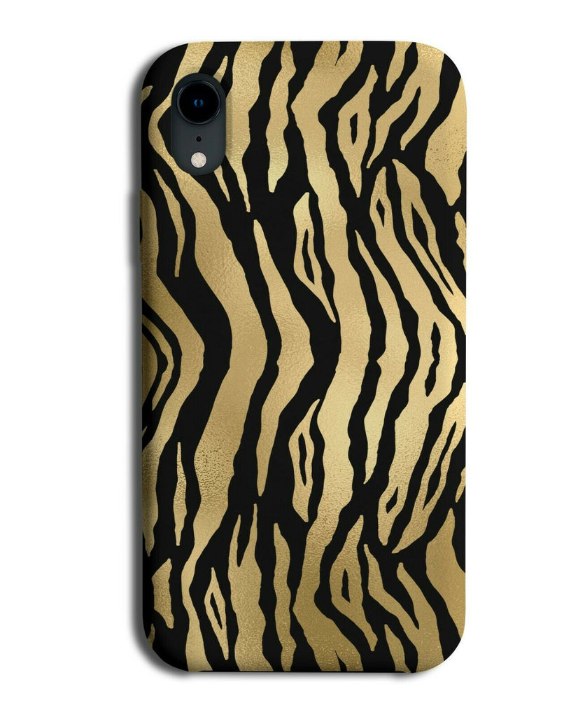 Gold and Black Zebra Print Phone Case Cover Tiger Stripes Pattern Tiger F648