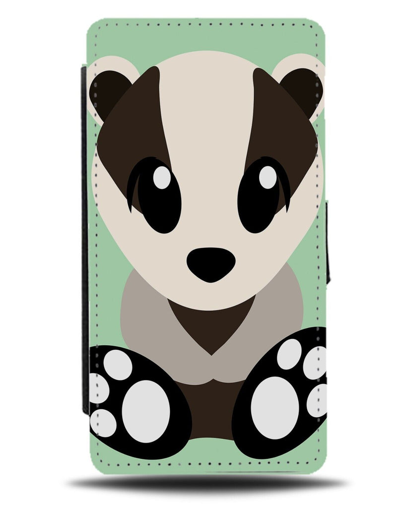 Cartoon Badger Flip Wallet Case Children Kids Childs Badgers Face Character CY90