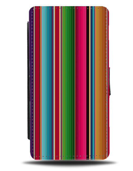 Colourful Vertical Stripes Flip Wallet Case Mexican Serape Design Style N532