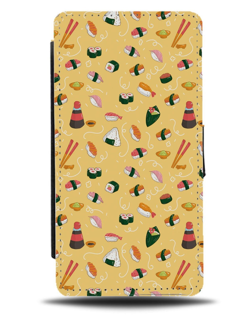 Sushi Pattern Flip Wallet Case Sushis Japanese Japan Food Pieces Chopsticks DG08
