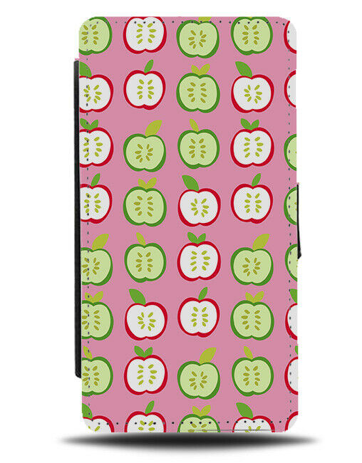 Dark Pink Apples Flip Wallet Case Apples Red and Green Apple Novelty Fruit F075