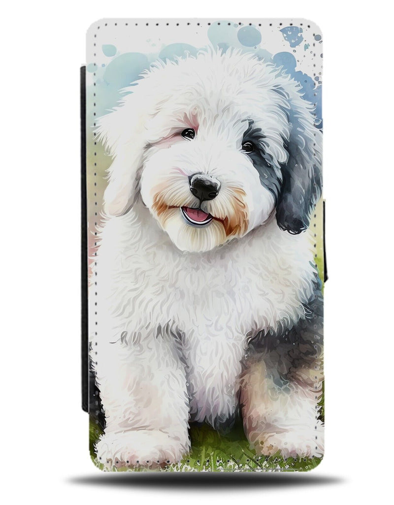 Watercolour Old English Sheepdog Flip Wallet Case Breed Dogs Dog Sheep Art DG61