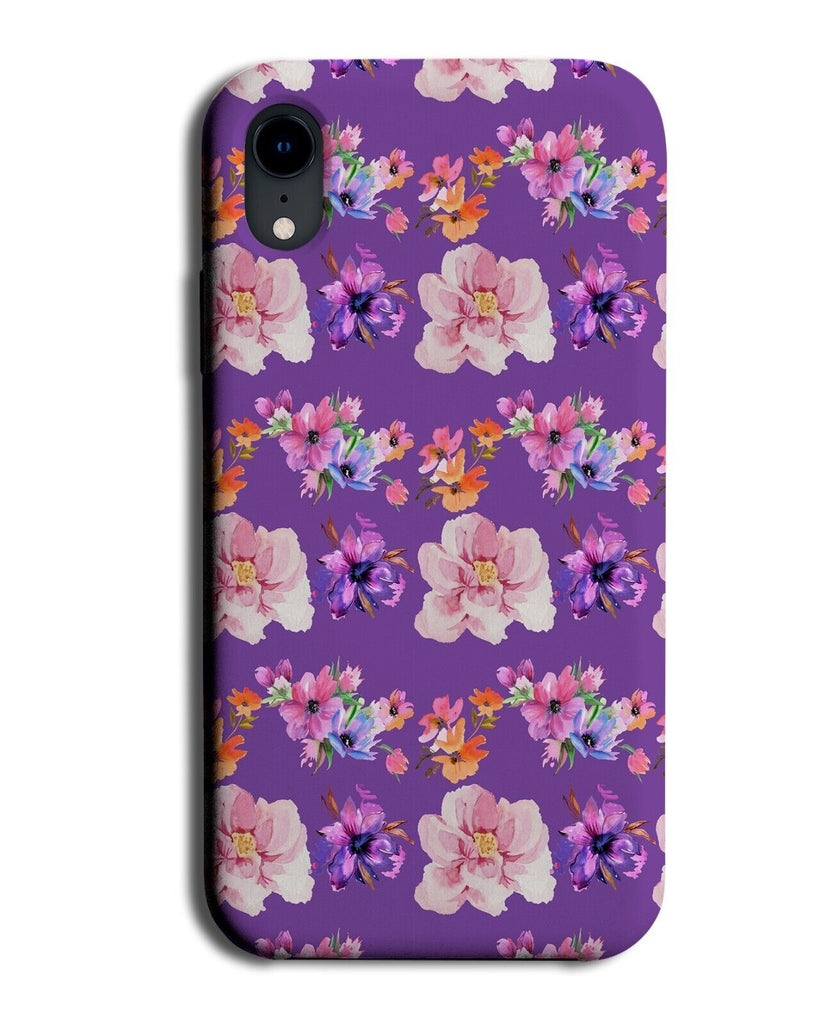 Dark Purple Floral Pattern Phone Case Cover Wallpaper Flower Flowers Pink AN99