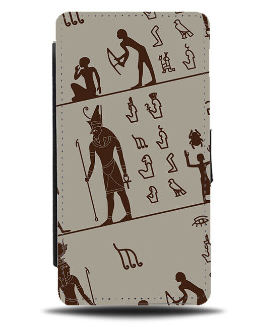 Ancient Egypt Hieroglyphics Flip Wallet Case Wall Writing Symbols Egyptian E565