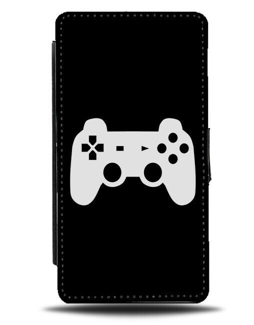 Black Gamer Flip Cover Wallet Phone Case Video Games Retro Game Controller si64