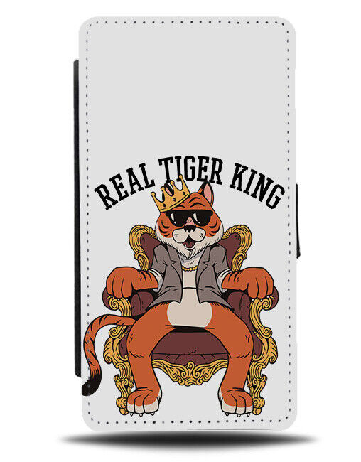 The Real Tiger King Funny Cartoon Flip Wallet Case Throne Animal Crown K342