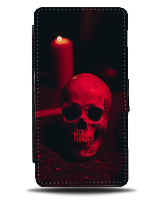 Spooky Halloween Photograph Flip Wallet Case Picture Skull Candle Gothic N656