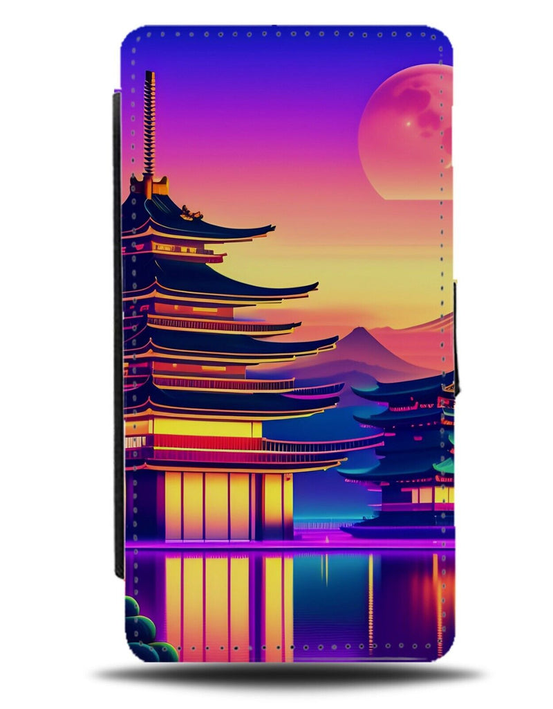 Beautiful Japanese Shrine Temple On The Lake Flip Wallet Case Sunrise Japan BG92