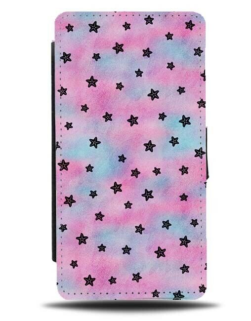 Heavenly Pink Clouds Flip Wallet Case Clouds Sky Stars Black Starry Pattern F592