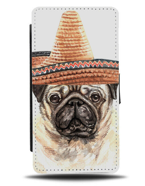 Mexican Pug Flip Wallet Case Mexico Hat Sombrero Costume Dog Pugs K741