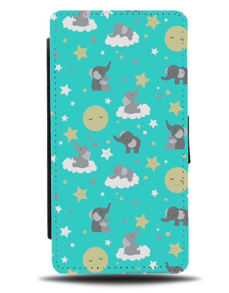 Childrens Dreams Clouds Flip Wallet Case Elephant Elephants Cloud Shapes BF71