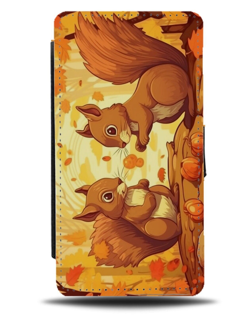 Cartoon Red Squirrel Flip Wallet Case Squirrels Autumn Fall Season November DF92