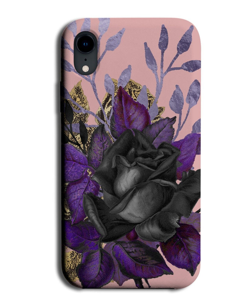 Gothic Black Roses On Pink Background Phone Case Cover Pinks Blacks Floral AI81