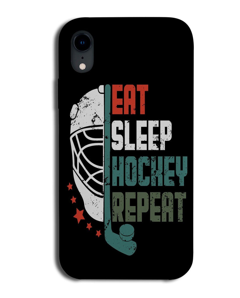 Eat Sleep Hockey Repeat Phone Case Cover Player Funny Playing Ice Helmet DA11