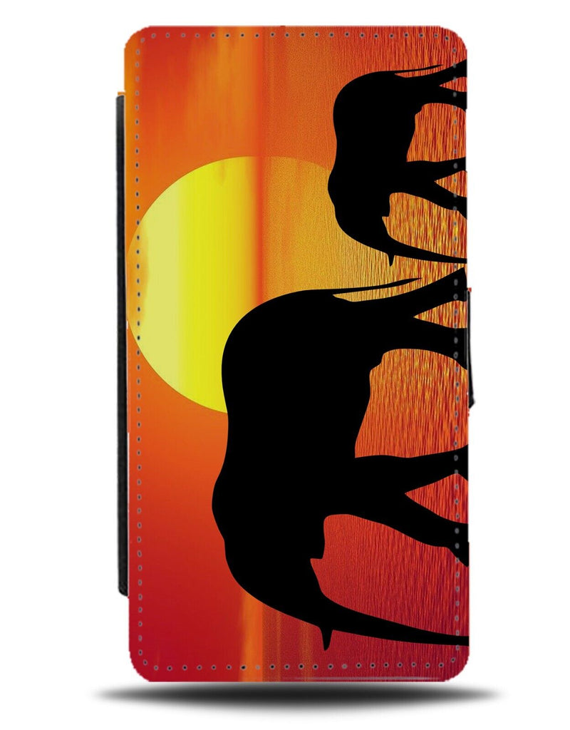 Walking Elephant Silhouette Flip Wallet Case Elephants Sunset Sun Set Rise CD45