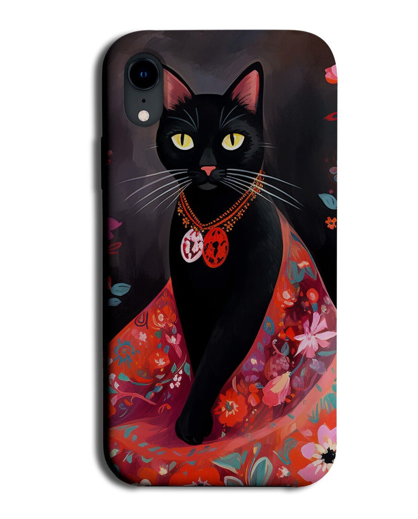 Funny Black Cat In Vintage Mexican Dress Phone Case Cover Painting Bombay CI12