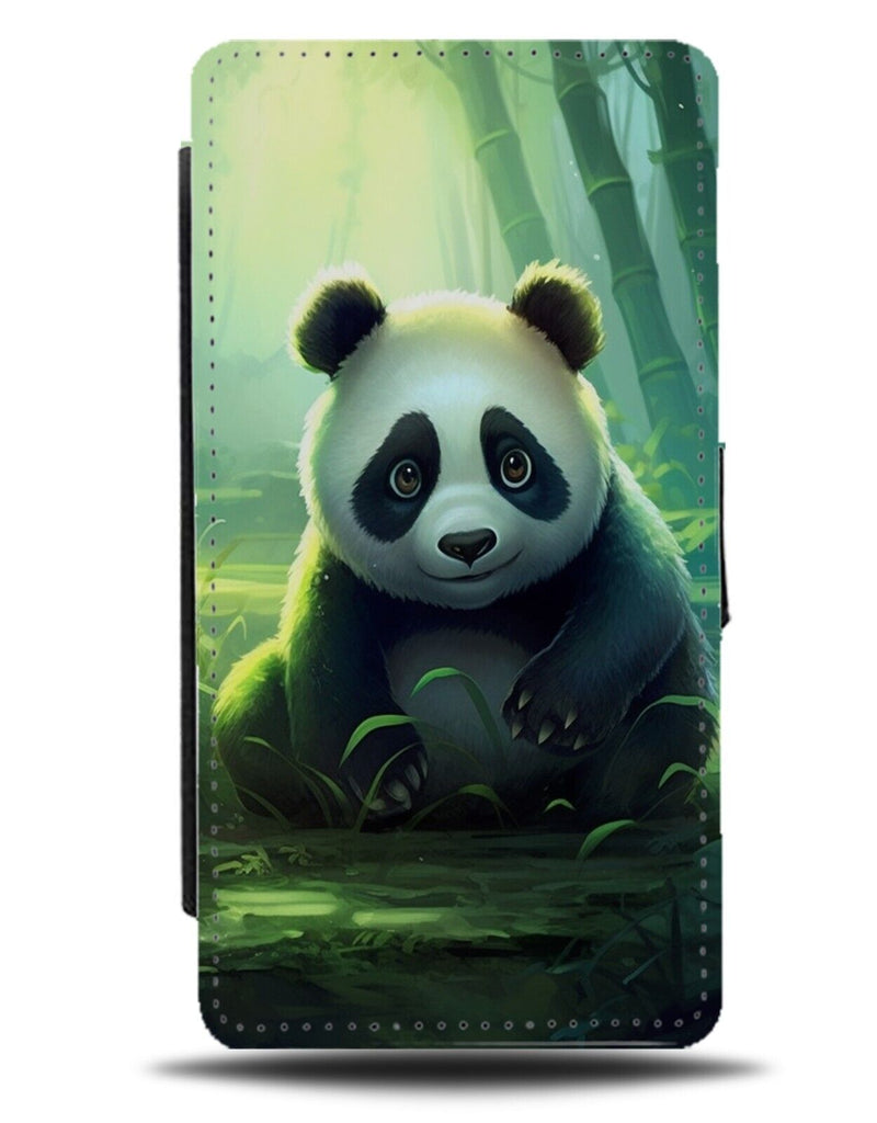 Cartoon Sad Panda Flip Wallet Case In Jungle Forrest Pandas Childrens Upset DF05