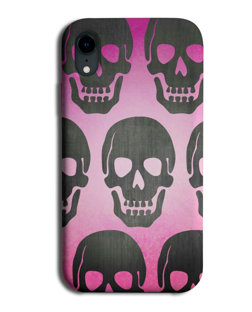 Girls Gothic Skulls Phone Case Cover Skull Hot Pink Black Punk Princess D789