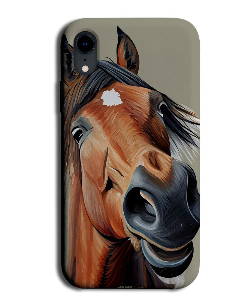 Funny Happy Horses Face Phone Case Cover Smiling Grin Humorous Pony Novelty AT20