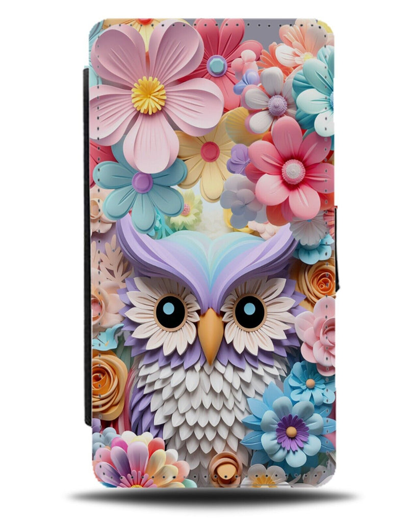 Girly Owls Design Flip Wallet Case Owl Bird Floral Style Girls Funky Cute CI39