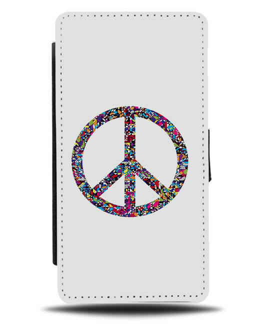 Colourful Floral Peace Symbol Flip Cover Wallet Phone Case Logo Sign Funky B931