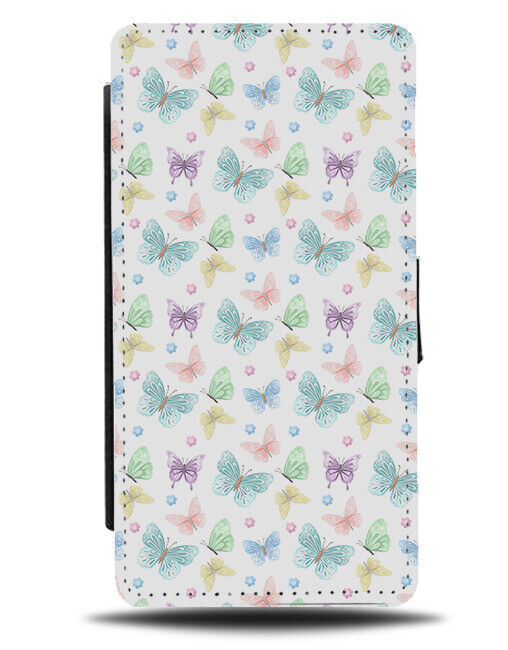 Pastel Coloured Butterflies Flip Wallet Case Butter Fly Butterflys Rainbow AA98