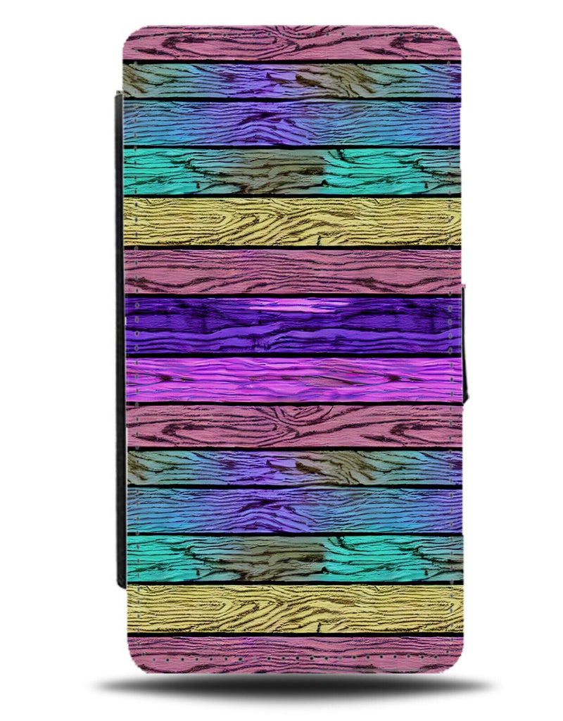 Old Colourful Wood Design Flip Wallet Case Multicolour Wooden Pallet Print CD74