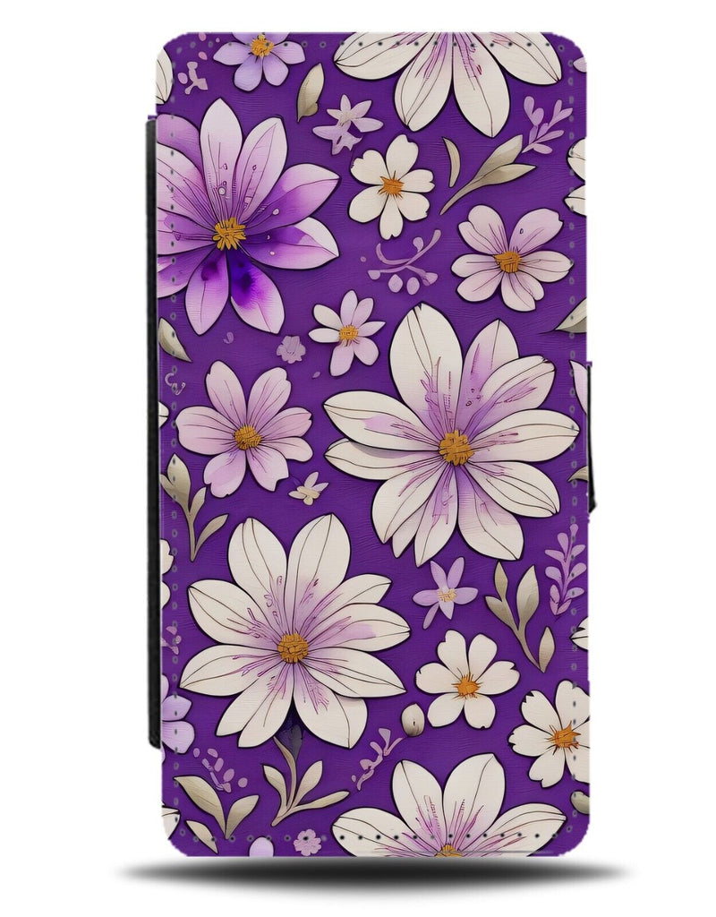Purple Daisy Floral Pattern Flip Wallet Case Daisies Daisys Petals Flower CK76