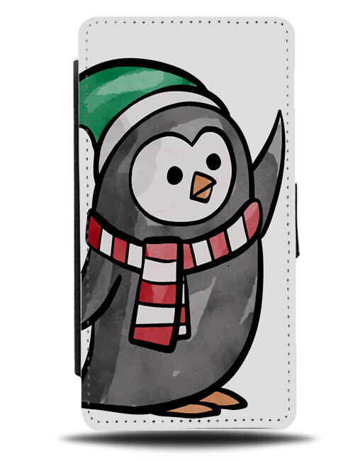 Christmas Penguin Flip Wallet Case Penguins Cartoon Children's Kids N824
