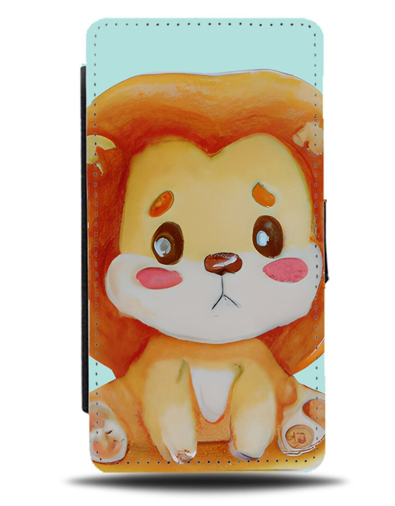 Childrens Lion Character illustration Flip Wallet Case Drawing Kids Childs BD39