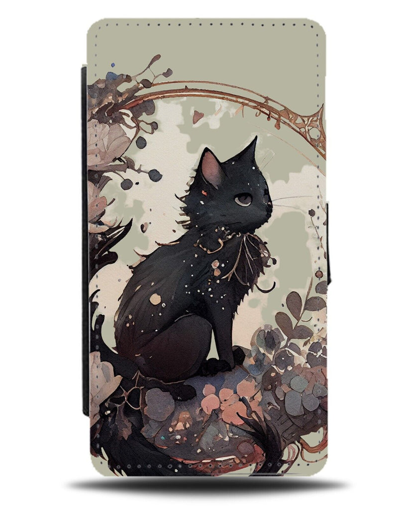 Fantasy Black Cat Flip Wallet Case Cats Fantasies Magical Majestic Anime AE36