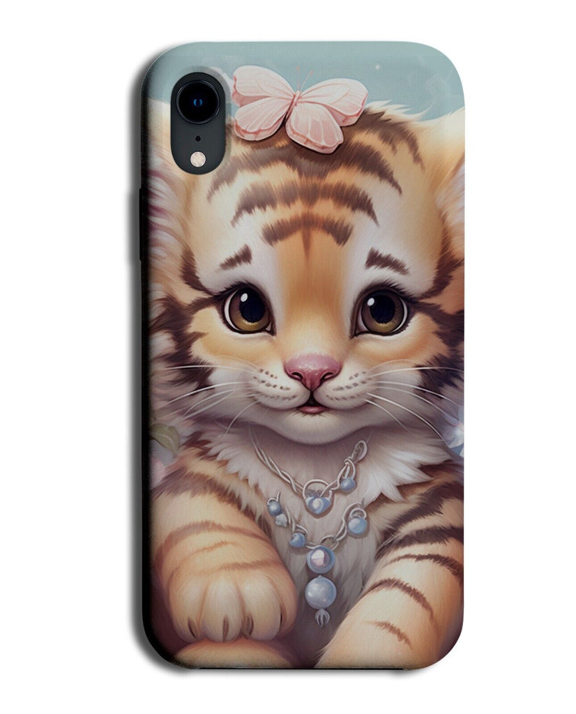 Baby Girl Tiger In Pink Flowers Phone Case Cover Bow Tigers Kitten Airbrush CJ81