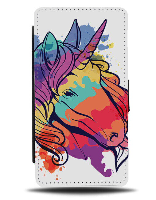 Oil Painting Colourful Unicorn Picture Print Flip Wallet Case Art Artwork K402