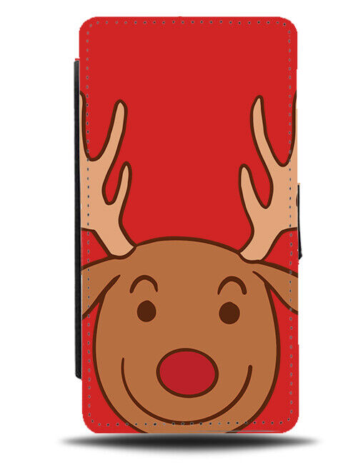 Smiley Reindeer Face Flip Wallet Case Smile Grin Kids Childrens Christmas N922
