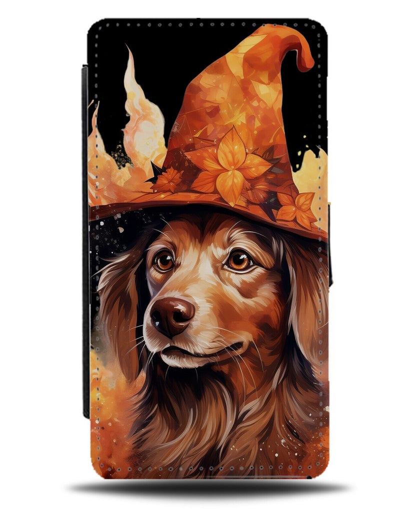 Funny Labrador Witch Flip Wallet Case Halloween Halloweens Dog Dogs Hat CD70
