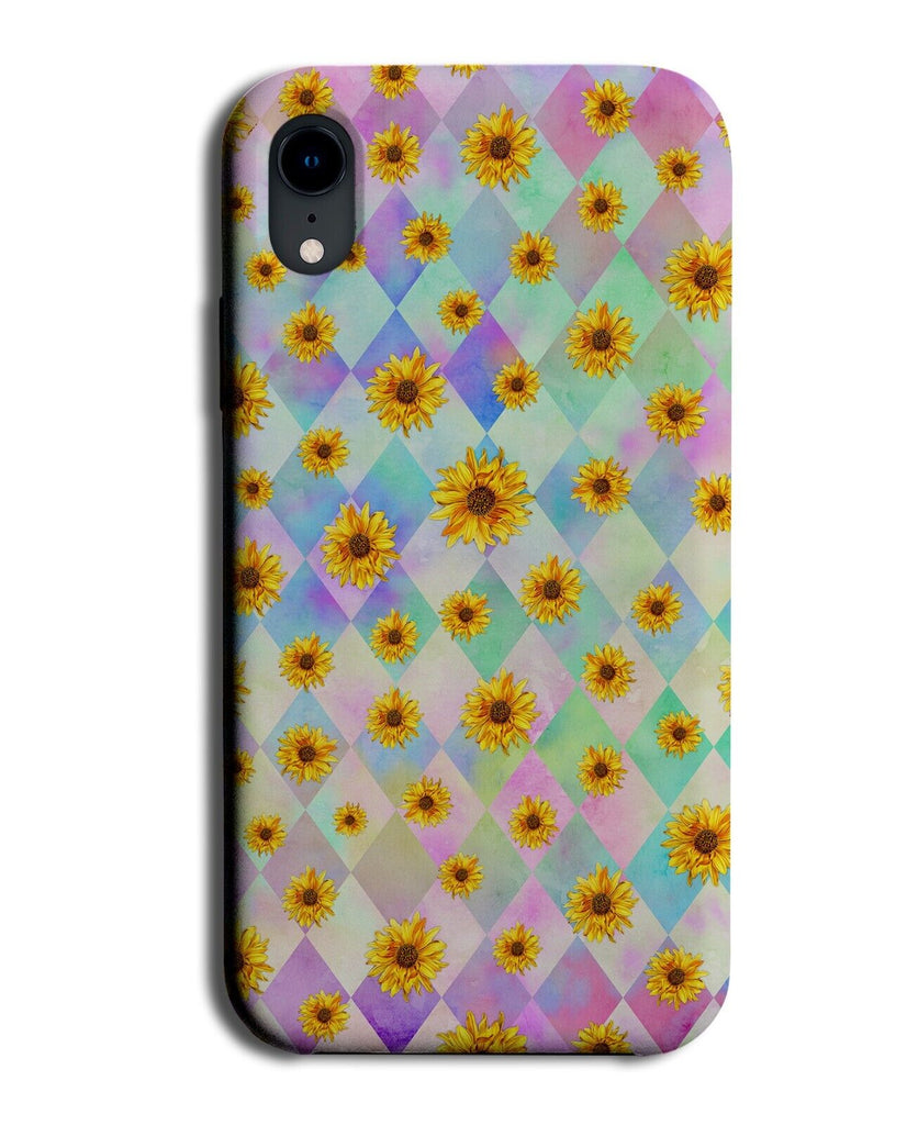 Pastel Sunflowers Phone Case Cover Sunflower Chequers Flowers Sun Floral DB59