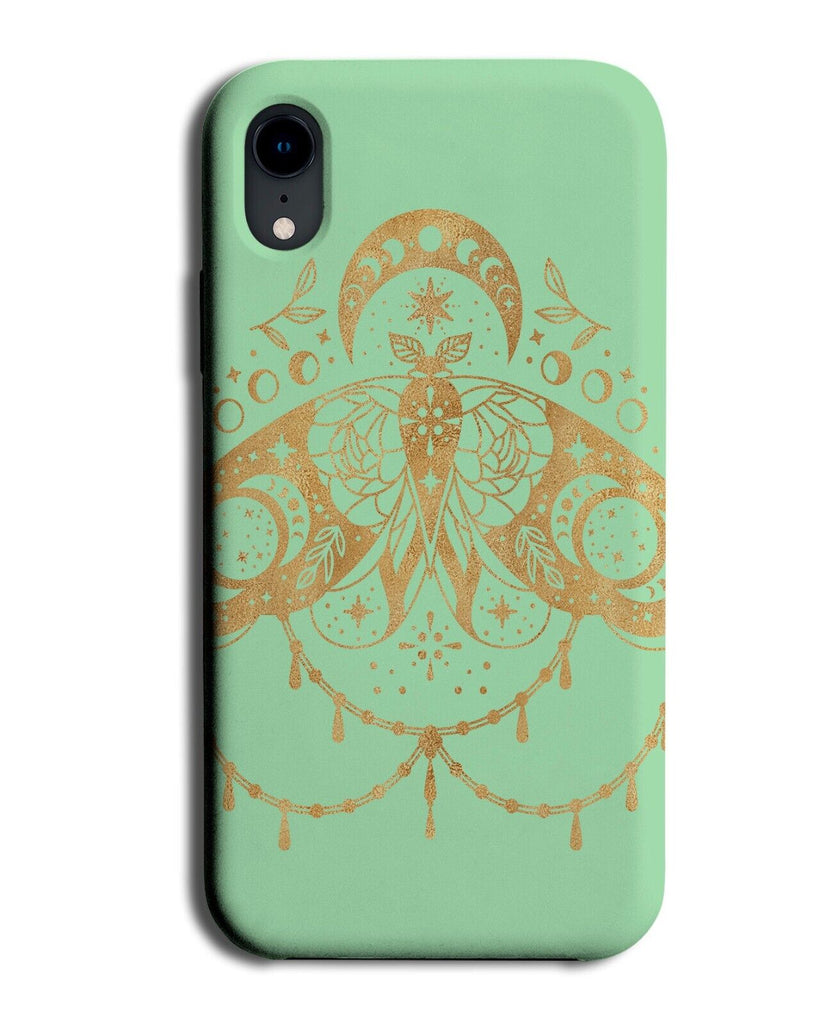 Pastel Green and Gold Moon Moth Phone Case Cover Luna Style Symbol Shape P332F