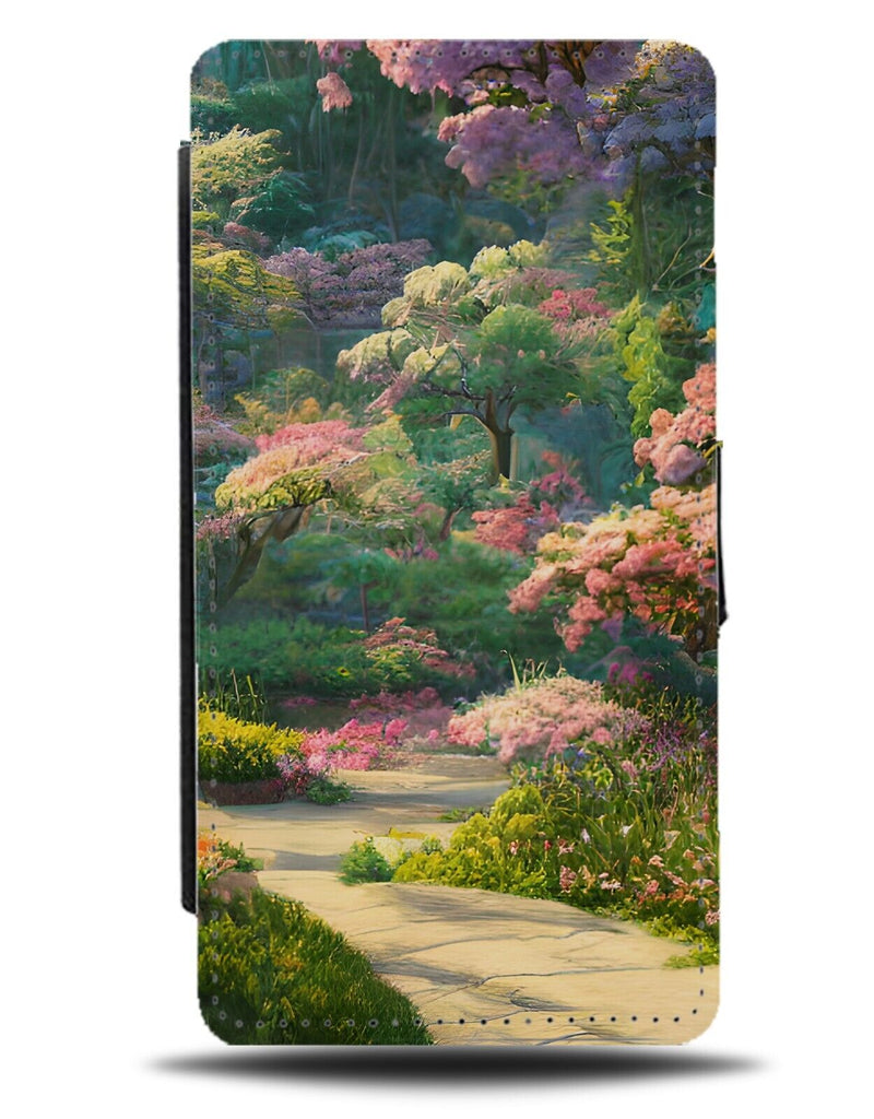 Cherry Blossoms Garden Flip Wallet Case Japan Oil Painting Print Flowers AU54