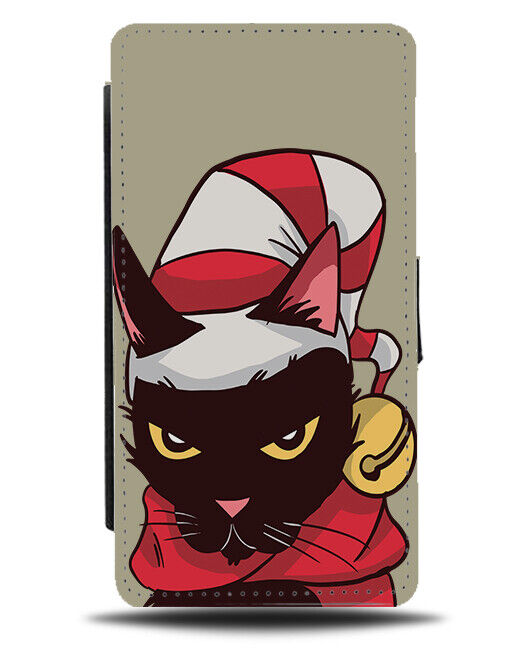 Angry Christmas Cat Flip Wallet Case Xmas Grump Sad Anger Funny Pet Cats N913