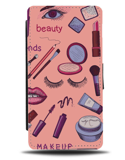 Orange Pink Make Up Flip Wallet Case Mascara Makeup Girls Beauty F701