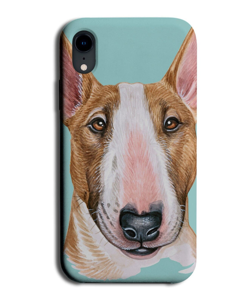 Brown and White Bull Terrier Dog Phone Case Cover Dogs Face Puppy Painting BA30