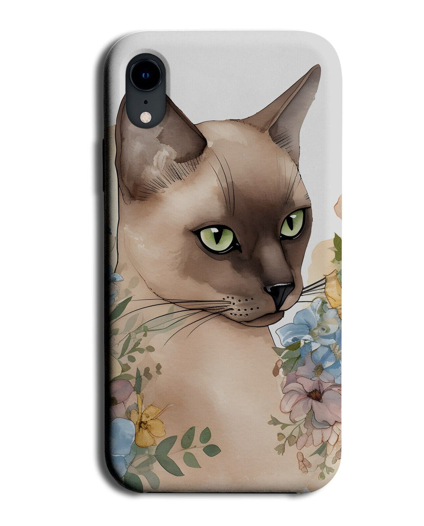 Burmese Cat Floral Design Phone Case Cover Burmeses Cats Flower Kitten Kat CZ44