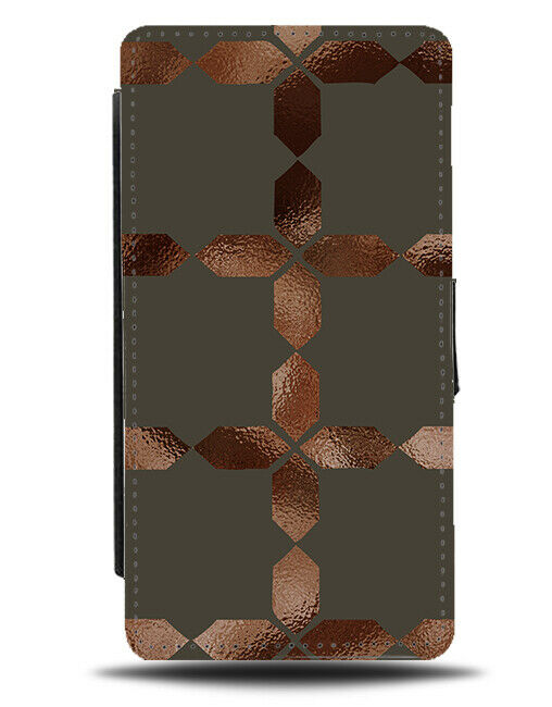 Dark Rose Gold Shapes Flip Wallet Case Colouring Bronze Golden Patterns F865