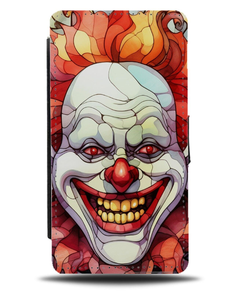 Horror Clown Stained Glass Design Flip Wallet Case Style Clowns Face Circus CF41