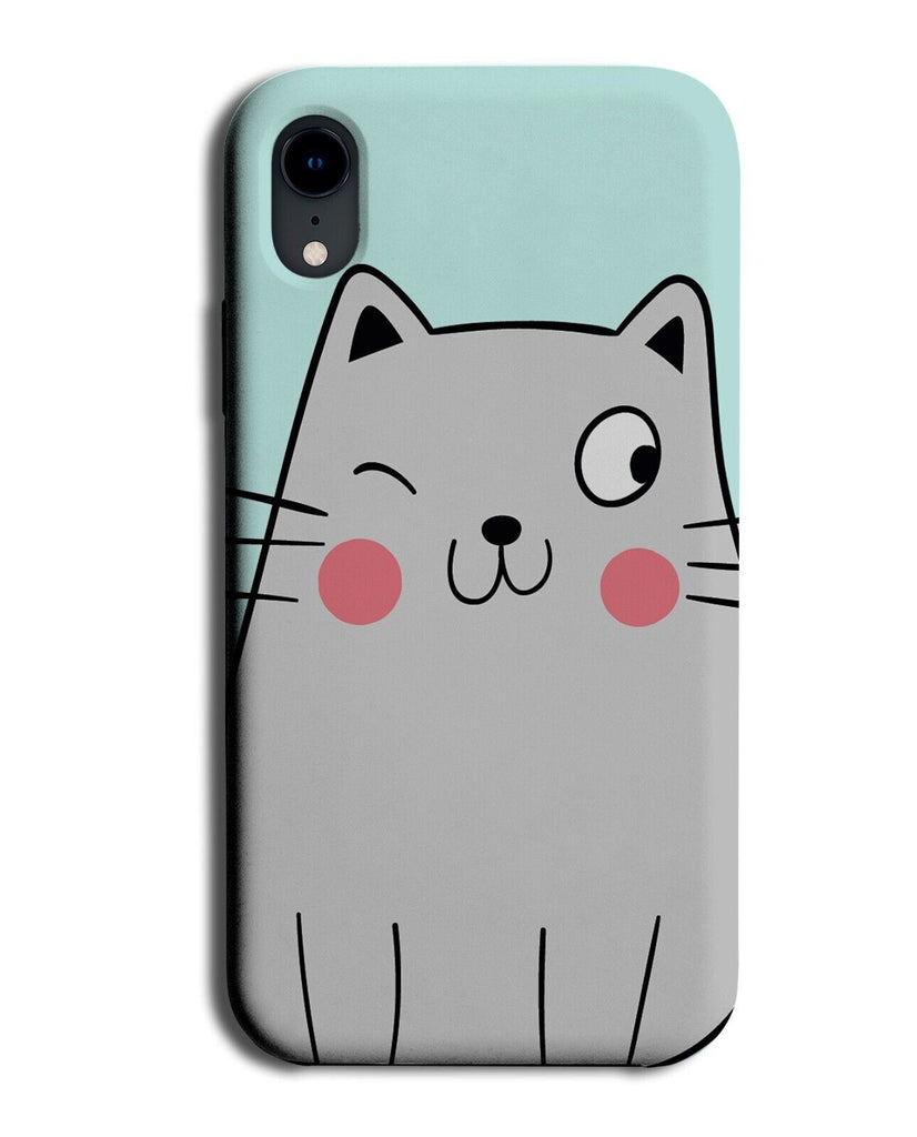 Winking Cartoon Cat Phone Case Cover Cats Face Wink Eyes Eye Flirt Flirting AF70