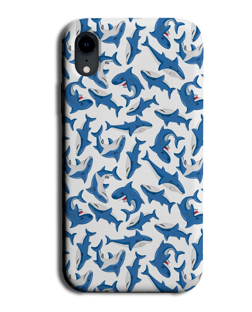 Kids Shark Patterned Phone Case Cover Pattern Wallpaper Sharks Sharky Blue AB80