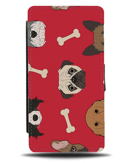 Dog Pattern Flip Wallet Case Dogs Bones Bone Pug Lover Fan Gift Print E724